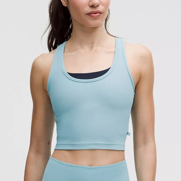 NWT Lululemon Power Pivot Training Tank Top Women’s XL Ribbed Washed Blue - Picture 1 of 5